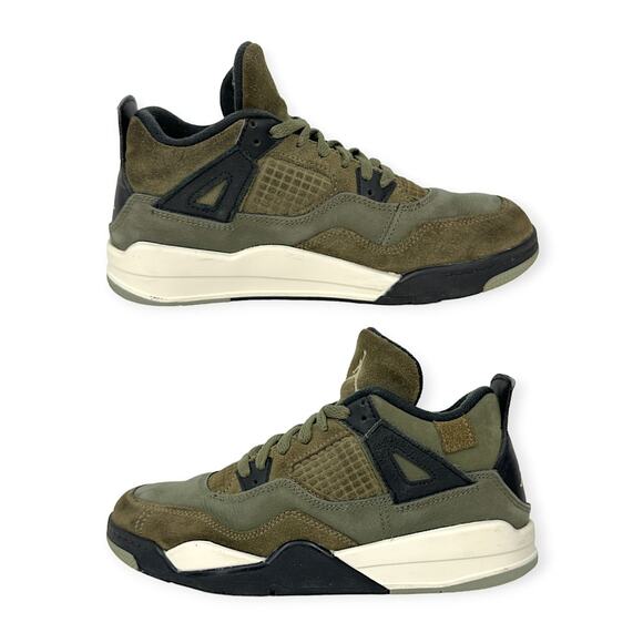 NIKE | Kids 2.5Y | Air Jordan 4 Retro SE Craft Medium Olive Shoes FB9929-200 - Picture 6 of 9